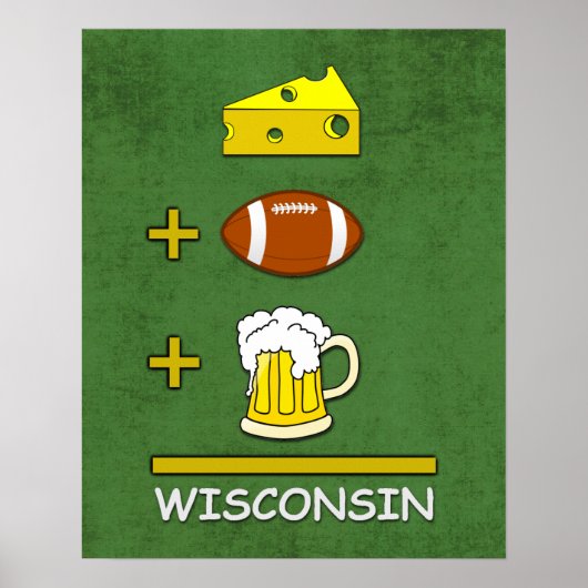 Kaas Football Beer Wisconsin Funny Wiskunde Poster (Voorkant)