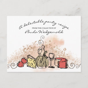 Kaas Fruit Wijn Diner Feest Receptenkaart Briefkaart