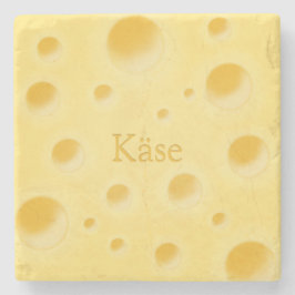 "Kaas" in de Duitse Cute Cheese Slice Custom Stenen Onderzetter