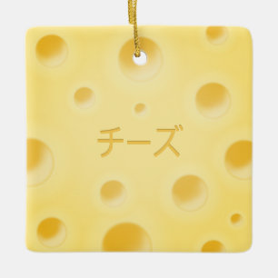 "Kaas" in de Japanse Cute Cheese Slice Custom Keramisch Ornament