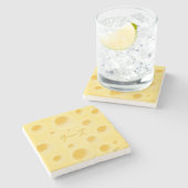 "Kaas" in de Japanse Cute Cheese Slice Custom Stenen Onderzetter (Zijkant)