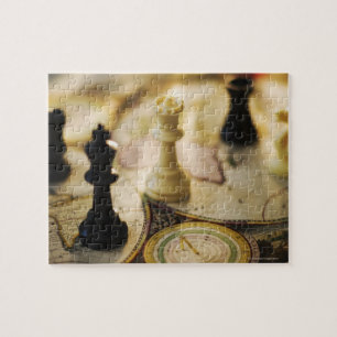 Kaas in oude wereldkaart legpuzzel