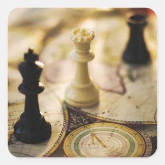 Kaas in oude wereldkaart vierkante sticker (Voorkant)