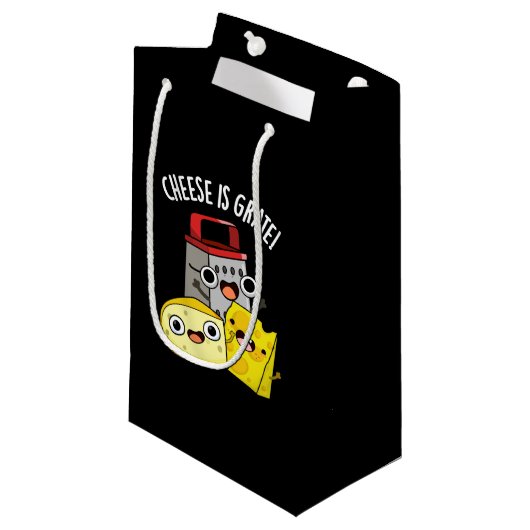 Kaas is grate grappig eten woordspeling donker BG Klein Cadeauzakje (Voorkant Gekanteld)