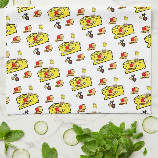 Kaas Kat Mouse Mice Kitchen Hand Towel Theedoek (Gevouwen)