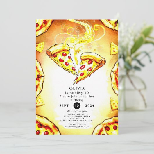 Kaas Kinderen Pizza Verjaardag Kaart (Staand voorkant)