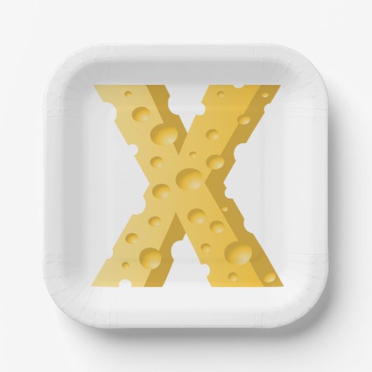 Kaas Letter X Typografie Papieren Bordje (Voorkant)