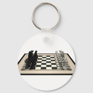 Kaas met schaakstukken: sleutelhanger