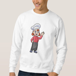 Kaas met schort voor koken trui
