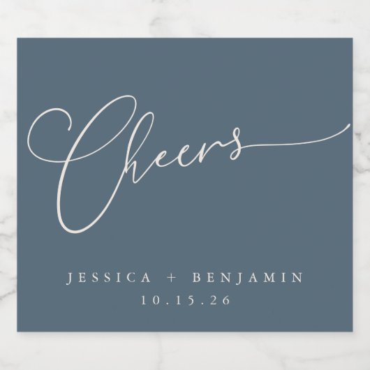 Kaas Minimale donkerblauwe standaard aangepaste br Likeurfles Etiket (Enkel label)