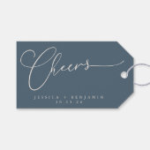Kaas Minimale Dusky Blue Script Custom Wedding Cadeaulabel (Voorkant (Horizontaal))