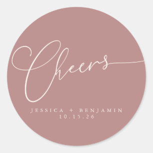 Kaas Minimale Dusty Roos Script Custom Wedding Ronde Sticker