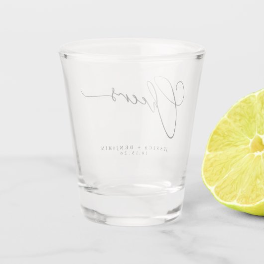 Kaas Minimale zwarte witte ritssluiting Aangepast Shot Glas (Achterkant)