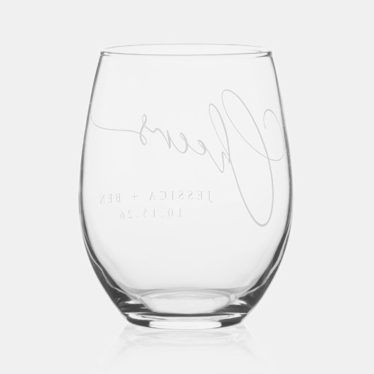 Kaas Minimale zwarte witte ritssluiting Aangepast  Wijnglas Zonder Voet (Achterkant)