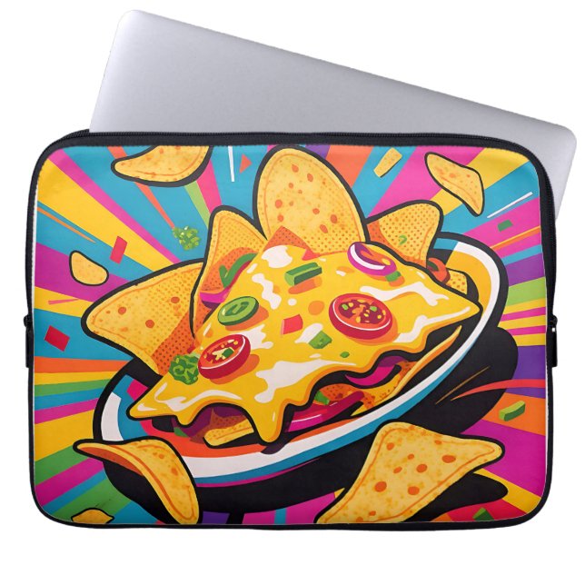 Kaas-Nachos Explosiepatroon Laptop Sleeve (Voorkant)