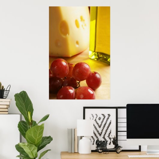 Kaas, olijfolie en Poster Prints van druiven (Thuiskantoor)