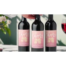 Kaas om gouden anananasappelroze rozen te binden wijn etiket