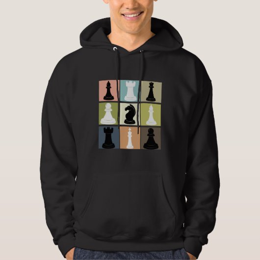 Kaas ontwerp met kaasbord voor schaakspeler hoodie (Voorkant)