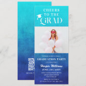 Kaas op het Afstudeerder Trendy Modern Blue Kaart (Voorkant / Achterkant)