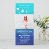 Kaas op het Afstudeerder Trendy Modern Blue Kaart (Staand voorkant)