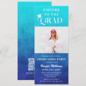 Kaas op het Afstudeerder Trendy Modern Blue Kaart (Voorkant / Achterkant)