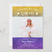 Kaas op het Afstudeerder Trendy Modern Foto Paars  Kaart (Voorkant)