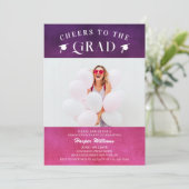 Kaas op het Afstudeerder Trendy Modern foto roze P Kaart (Staand voorkant)