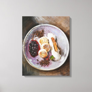 Kaas Pannenkoeken met bessen – Gourmet Food Canvas Afdruk