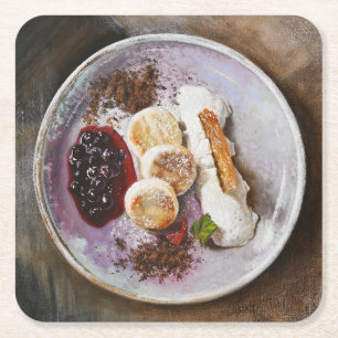 Kaas Pannenkoeken met bessen – Gourmet Food Kartonnen Onderzetters