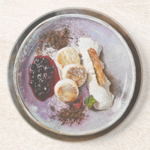 Kaas Pannenkoeken met bessen – Gourmet Food Zandsteen Onderzetter