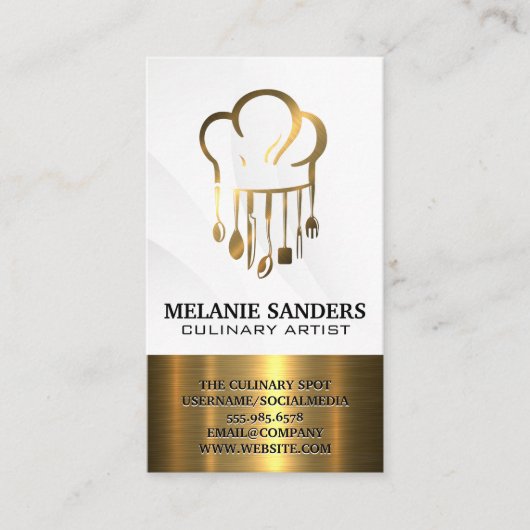 Kaas Pet Kokergereedschap | Goud metaal Visitekaartje (Voorkant)
