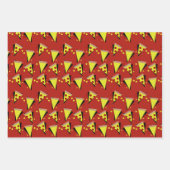 Kaas Pizza Slices Pepperoni Vlees Stippen Rood Gee Inpakpapier Vel (Voorkant 3)