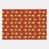 Kaas Pizza Slices Pepperoni Vlees Stippen Rood Gee Inpakpapier Vel (Voorkant)