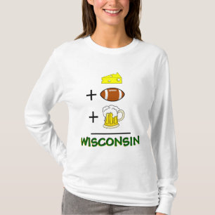Kaas plus Football en bier Gelijk Wisconsin T-shirt