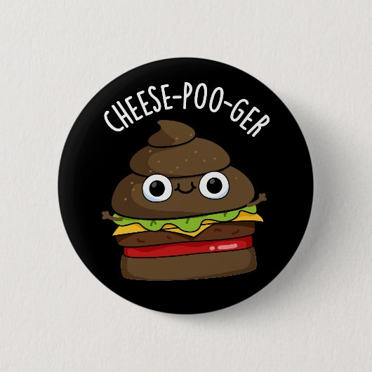 Kaas-poep-ger Funny Poop Pun Dark BG Ronde Button 5,7 Cm (Voorkant)