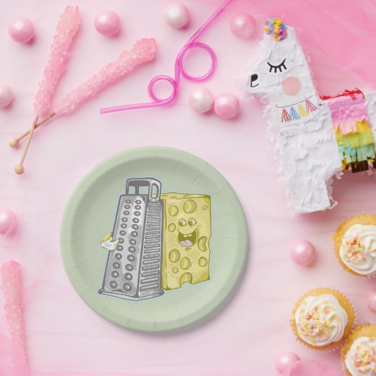 Kaas raspen met een rasp Grappig eten Papieren Bordje (Feest)