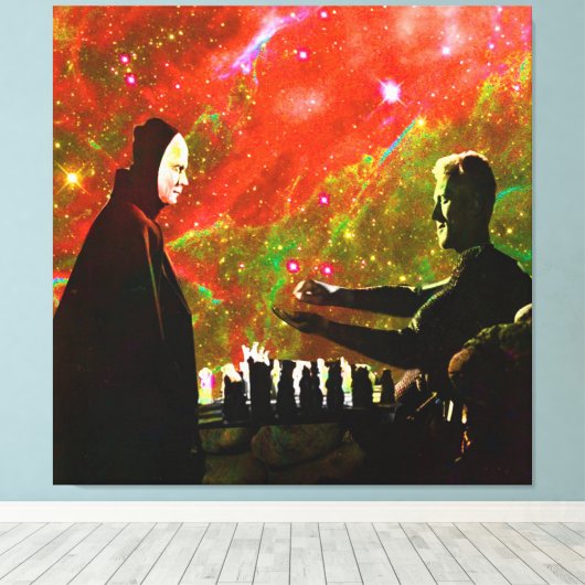 Kaas spelen met de dood canvas afdruk (Insitu (Houten vloer))