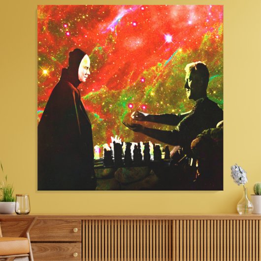 Kaas spelen met de dood canvas afdruk (Insitu (Woonkamer))