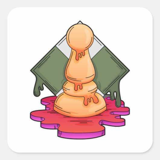 Kaas stuk Pawn Vierkante Sticker (Voorkant)