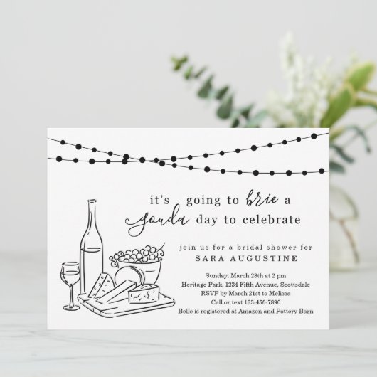 Kaas Theme Bridal Shower Uitnodiging (Staand voorkant)