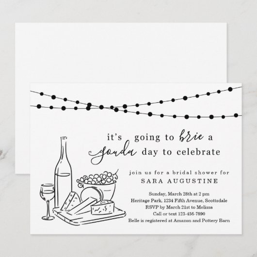 Kaas Theme Bridal Shower Uitnodiging (Voorkant / Achterkant)