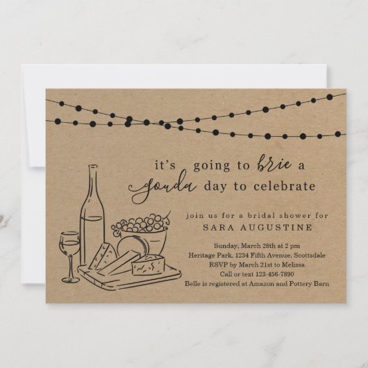 Kaas Theme Vrijgezellenfeest Kraft Paper Achtergro Kaart (Voorkant)