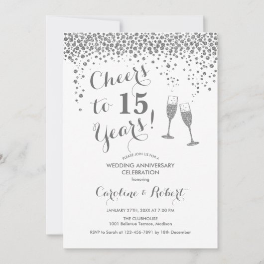 Kaas tot 15e Jubileum - Zilverwit Kaart (Voorkant)