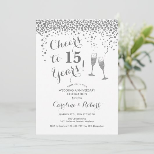 Kaas tot 15e Jubileum - Zilverwit Kaart (Staand voorkant)