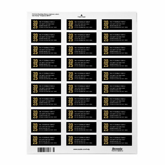 Kaas tot 2023 Gold Typography nieuwjaarsadres Etiket (Full Sheet)
