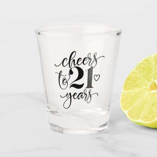 Kaas tot 21 jaar geboortedag shot glas (Voorkant)