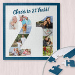 Kaas tot 21 jaar Nummer 21 Photo Collage Square Legpuzzel<br><div class="desc">Zeg Cheers aan 21 Jaren met een puzzel van de douanefoto voor een uniek 21ste verjaardagsgeschenk. Het fotomalplaatje is opstelling voor u om uw foto's toe te voegen die in de vorm van aantal 21 zullen worden getoond. De fotocollage heeft een verscheidenheid van landschap, vierkant en portretfoto's, die u veel...</div>