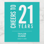 Kaas tot 21 jaar Turquoise Wijn Etiket (Enkel label)
