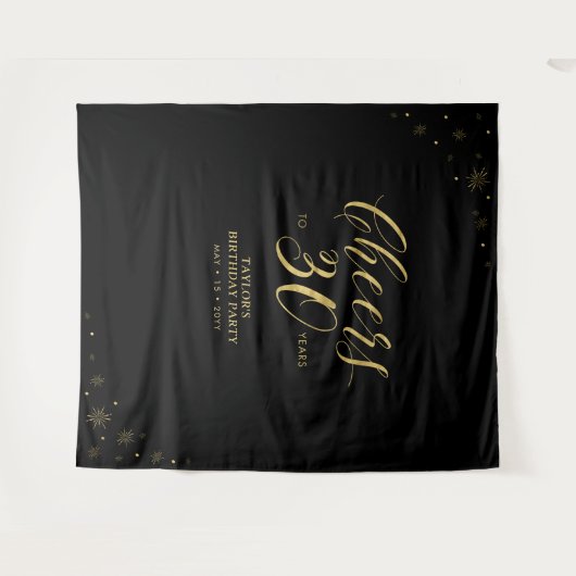 Kaas tot 30 jaar | Gold- en zwarte feestdag Wandkleed (Voorkant (horizontaal))