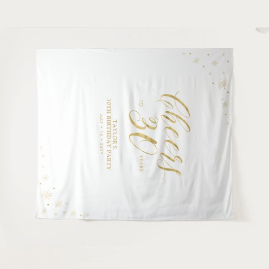 Kaas tot 30 jaar| Gouden en Witte verjaardag Wandkleed (Voorkant (horizontaal))